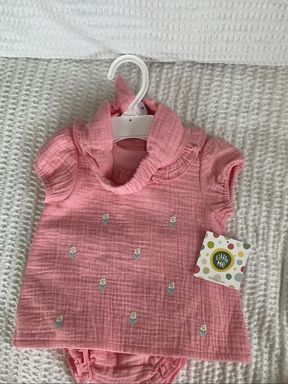 Little Me Pink Embroidered Floral Baby Top and Bloomers nwt